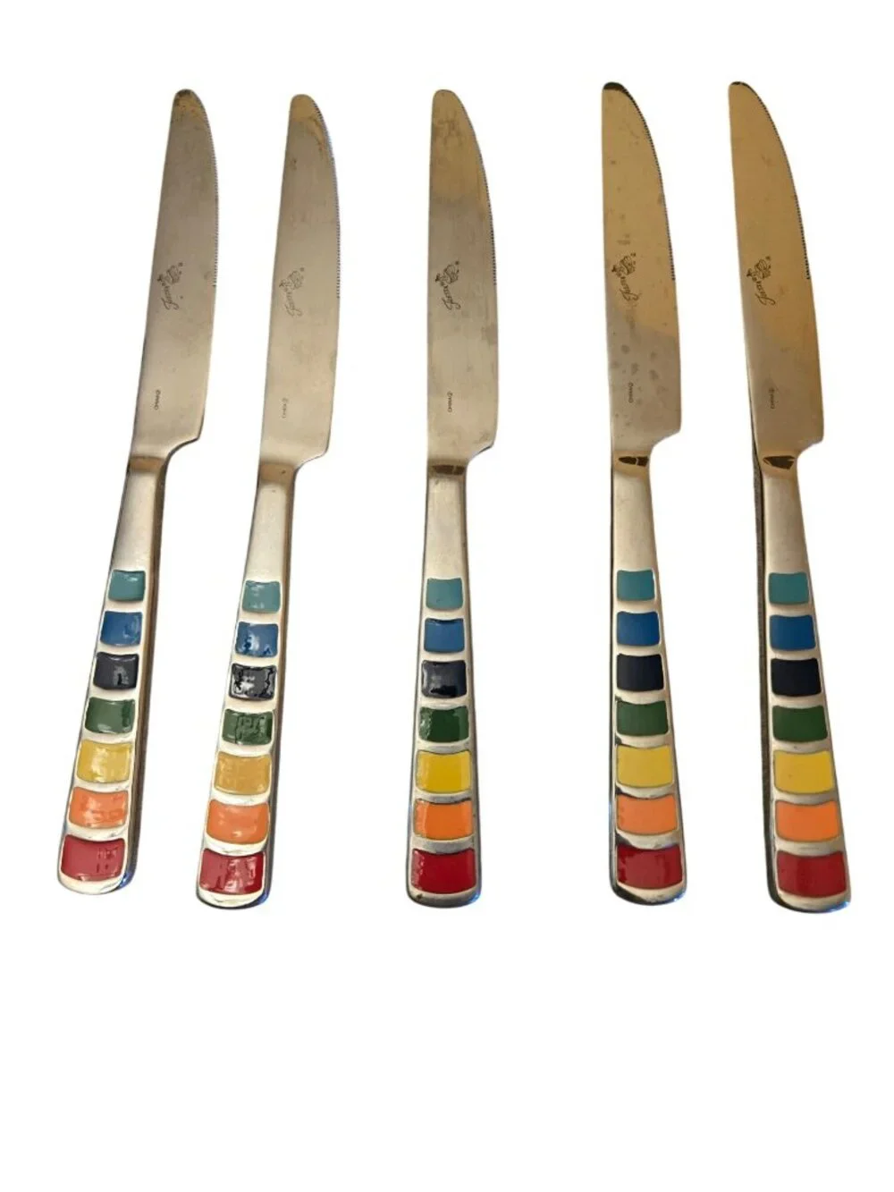 Fiesta Rainbow Celebration Butter Knives Set Of 5 Stainless Steel Handle Multico